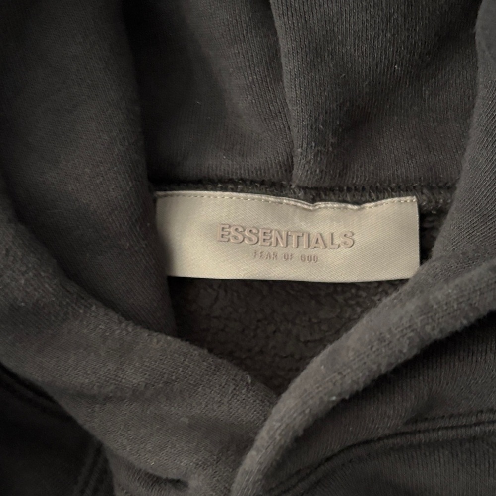 Essentials Black Hoodie with Logo Tag - Picture 2 of 3